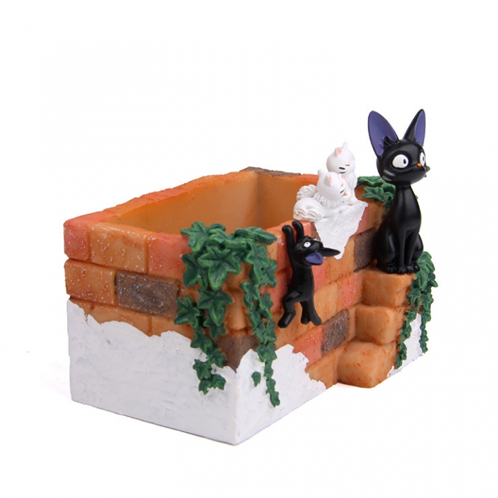 Witch Home delivery Kiki Couple Black cat White flower pot Hand Resin Doll Decoration