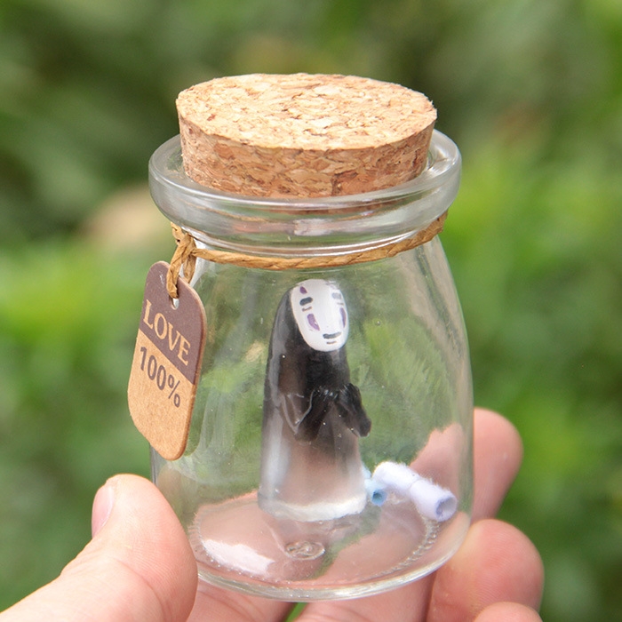 Spirited Away Blessing Faceless man Wishing Bottle Cork rope Paper Card Glass Ecological Bottle