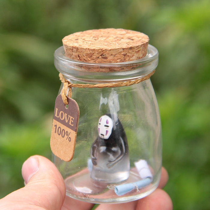 Spirited Away Blessing Faceless man Wishing Bottle Cork rope Paper Card Glass Ecological Bottle