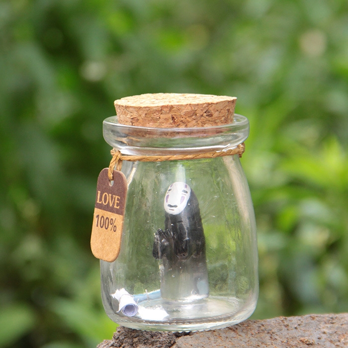 Spirited Away Blessing Faceless man Wishing Bottle Cork rope Paper Card Glass Ecological Bottle
