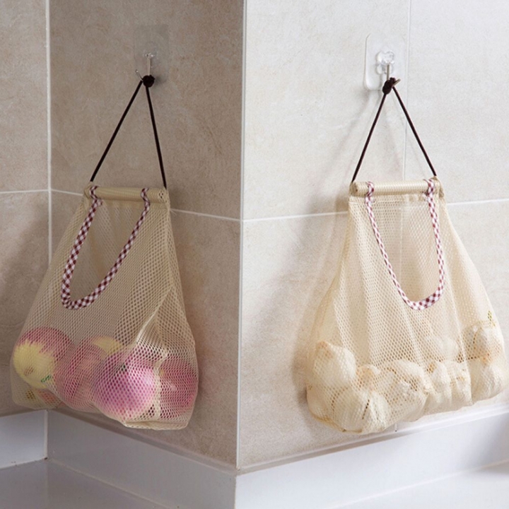 Vegetable Garlic Onion Hanging Storage Bag Breathable Mesh Bags Organizer Kitchen Accessories