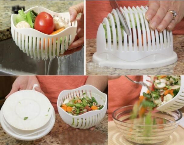 Salad Cutter Bowl Wave Shape Easy Salad Maker Kitchen Tools Fruit Vegetable Chopper Cutter