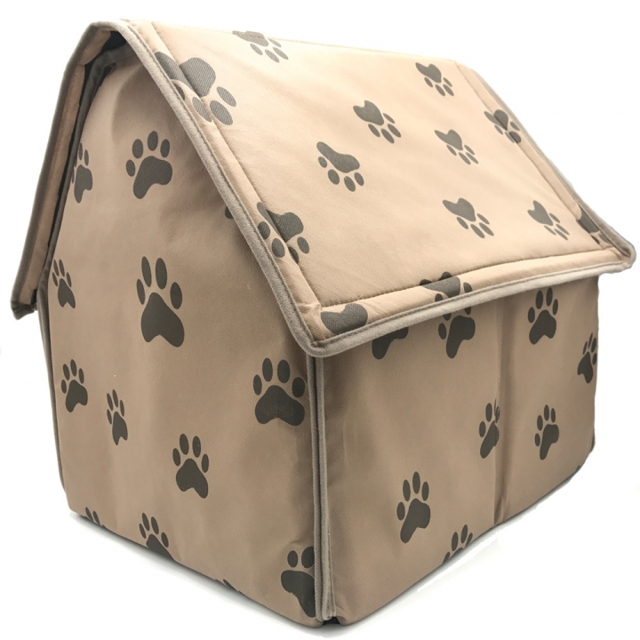 Small footprint Pet House Detachable Fold Flat top Dog House Nest brown Dog Mattress