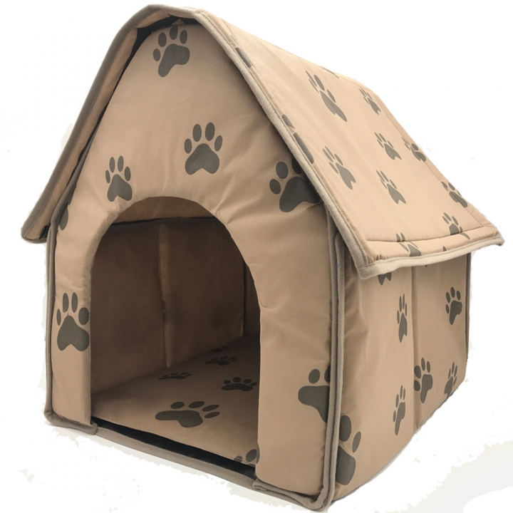 Small footprint Pet House Detachable Fold Flat top Dog House Nest brown Dog Mattress