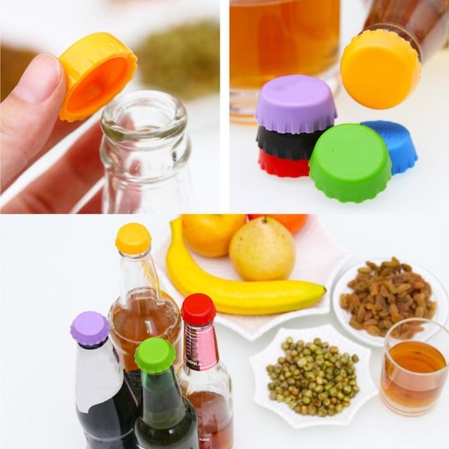 Silica Gel Beer Cover 6 Pieces Round Wine Bottle Cap kitchen Preservation Beer cover