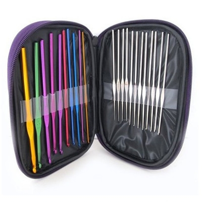 22Pcs Utility Metal Crochet Hook Bearded Needle Set with Case Tools DIY Craft Knitting Needles