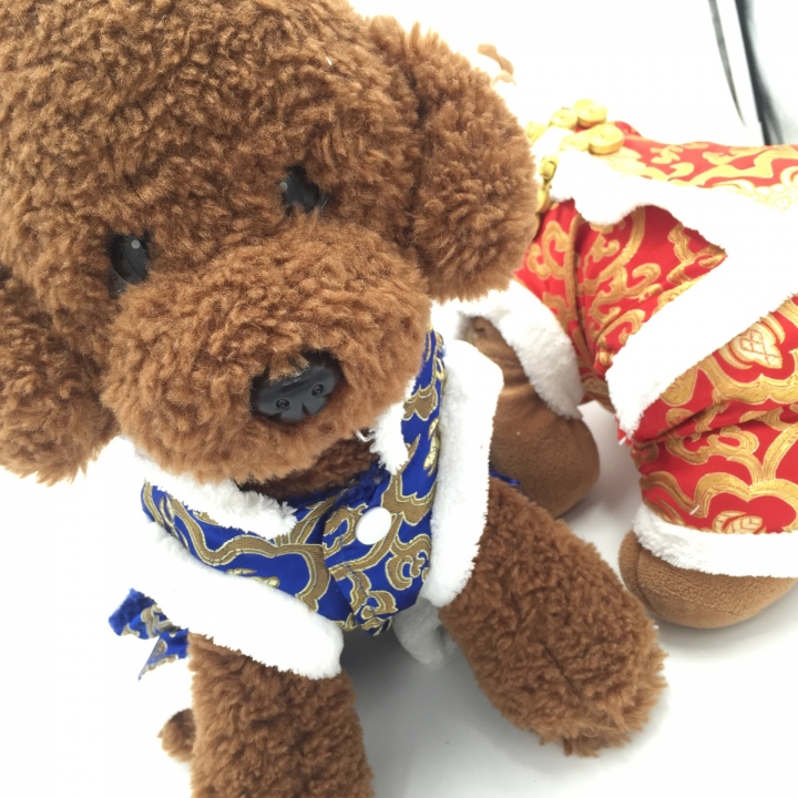 Dog clothes Fall and Winter Clothes Red Teddy VIP Cotton Coat Bichon New year Festive pet Tang suit