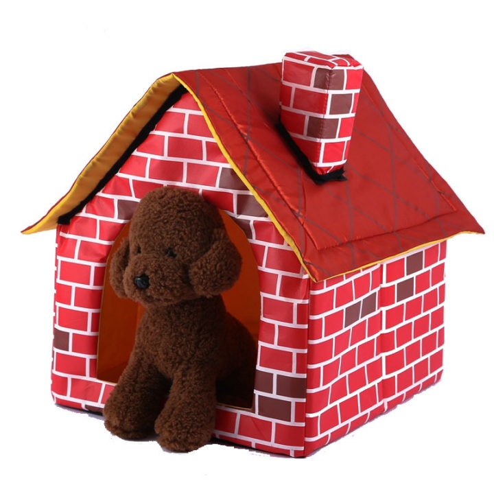 Washable Red Brick Pet Waterloo Dog Single room Chimney House kennel Cat nest Tent