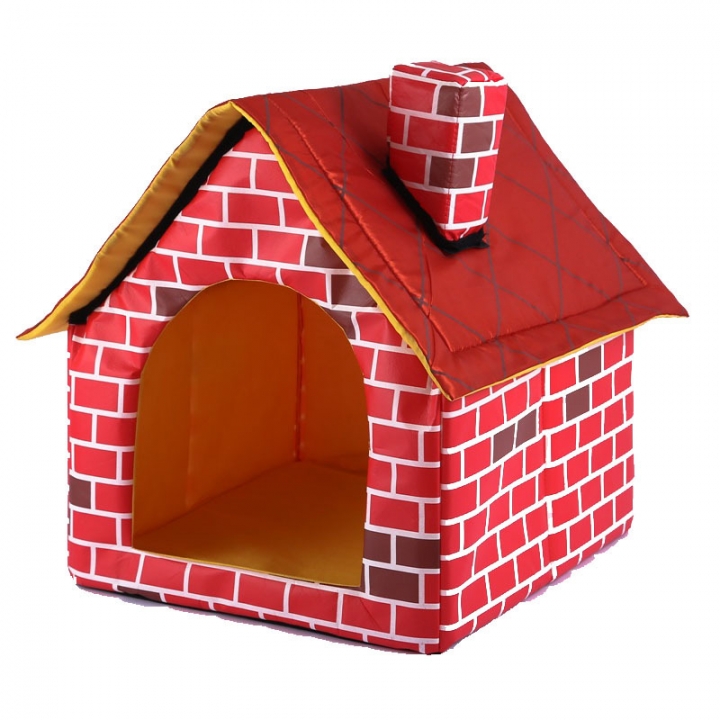 Washable Red Brick Pet Waterloo Dog Single room Chimney House kennel Cat nest Tent