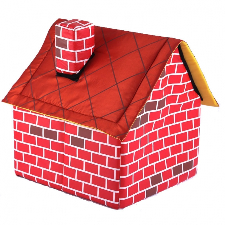 Washable Red Brick Pet Waterloo Dog Single room Chimney House kennel Cat nest Tent