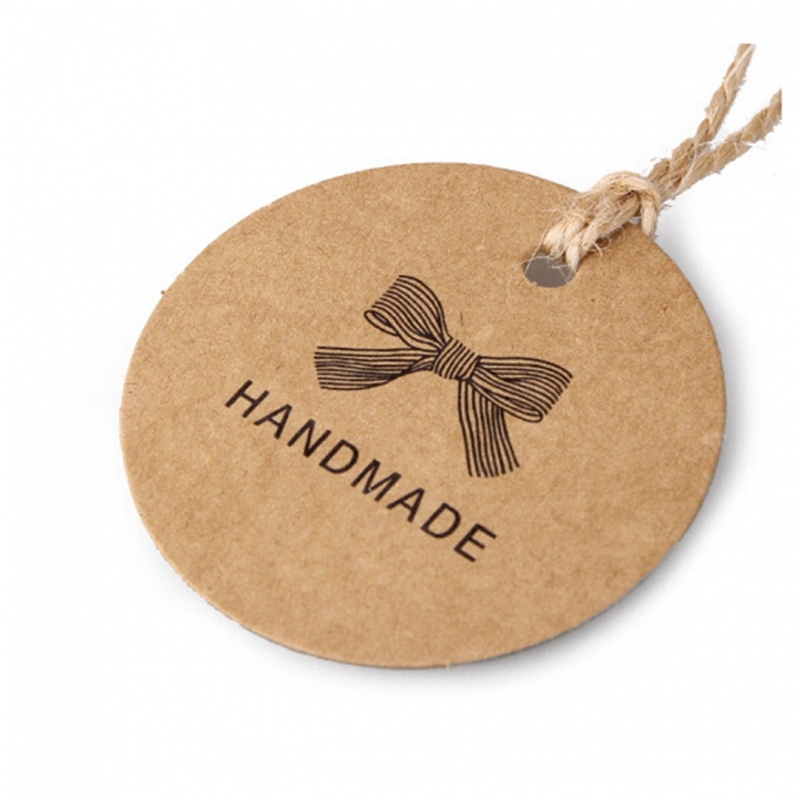 100pcs Handmade Kraft Paper Hang Tags Round Tags Wedding Hang Tags Craft Gift Tags