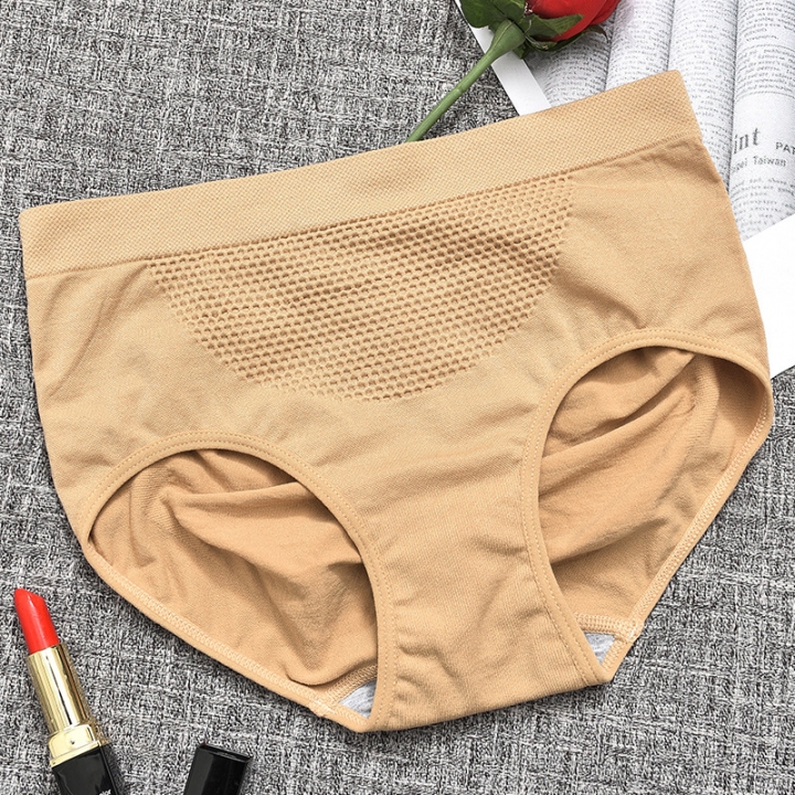 Ms Seamless Warm Palace Triangle Briefs Mid Waist Honeycomb Hip Cotton Bottom file Panties