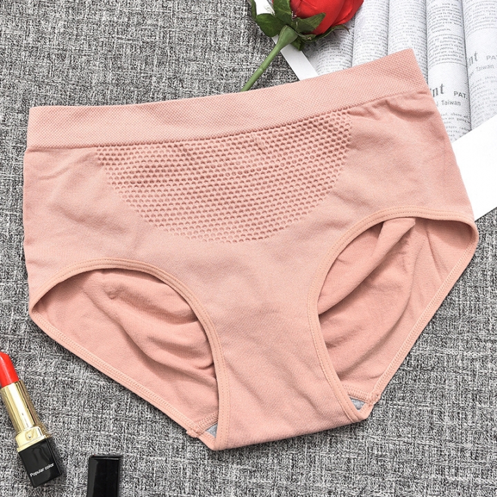 Ms Seamless Warm Palace Triangle Briefs Mid Waist Honeycomb Hip Cotton Bottom file Panties