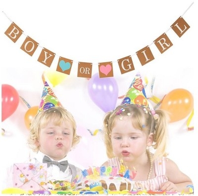 Wedding letter Bunting BOY OR GIRL Kraft paper Pull flag Shooting Prop