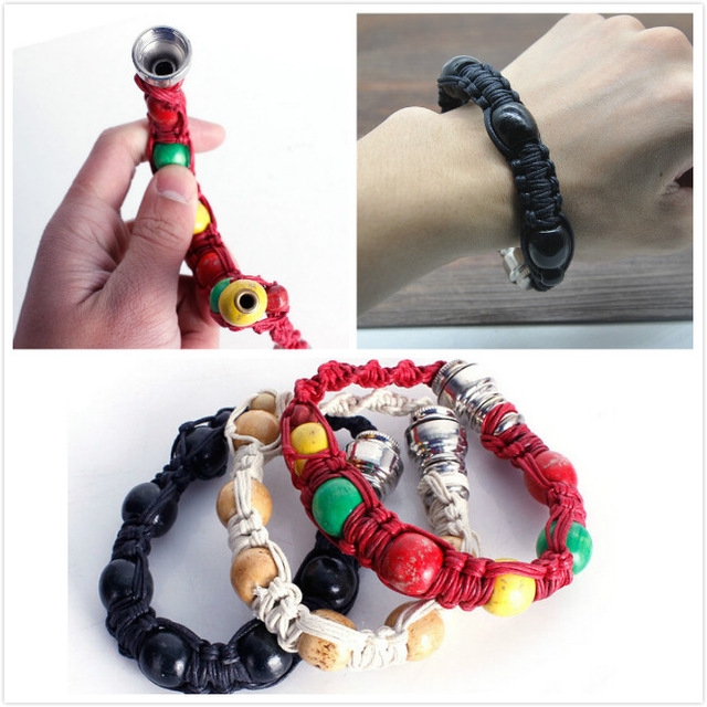 New Portable Metal Bracelet Smoke Smoking Pipe Jamaica Rasta Weed Pipe 3 Colors Gift