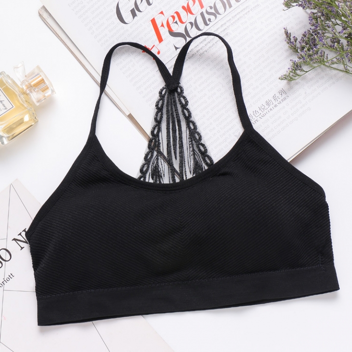Sexy Rib Lace Beauty back Wrapped chest No rims Anti-light Sling vest movement underwear