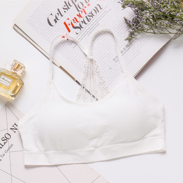 Sexy Rib Lace Beauty back Wrapped chest No rims Anti-light Sling vest movement underwear