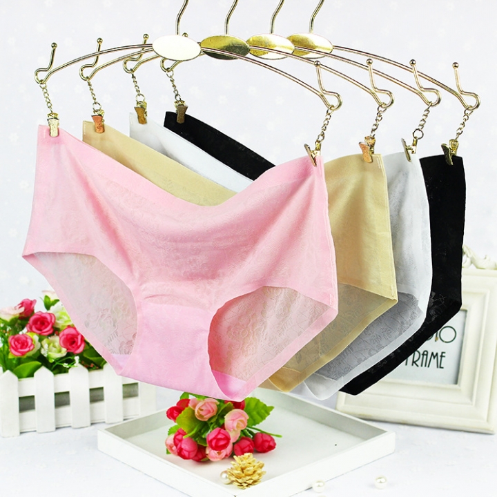 Breathable Gentle Hollow Sexy Jacquard One Piece Female Mid Waist Sexy Panties
