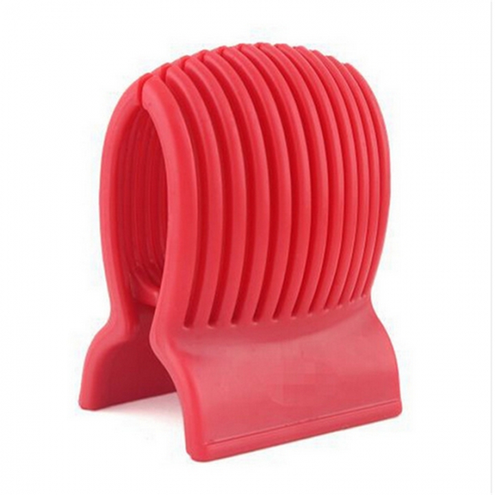 Tomato Slicer Plastic Fruit Vegetable Cutter Red Slicer Guide Potato Onion Holder Cutter  厨房用品