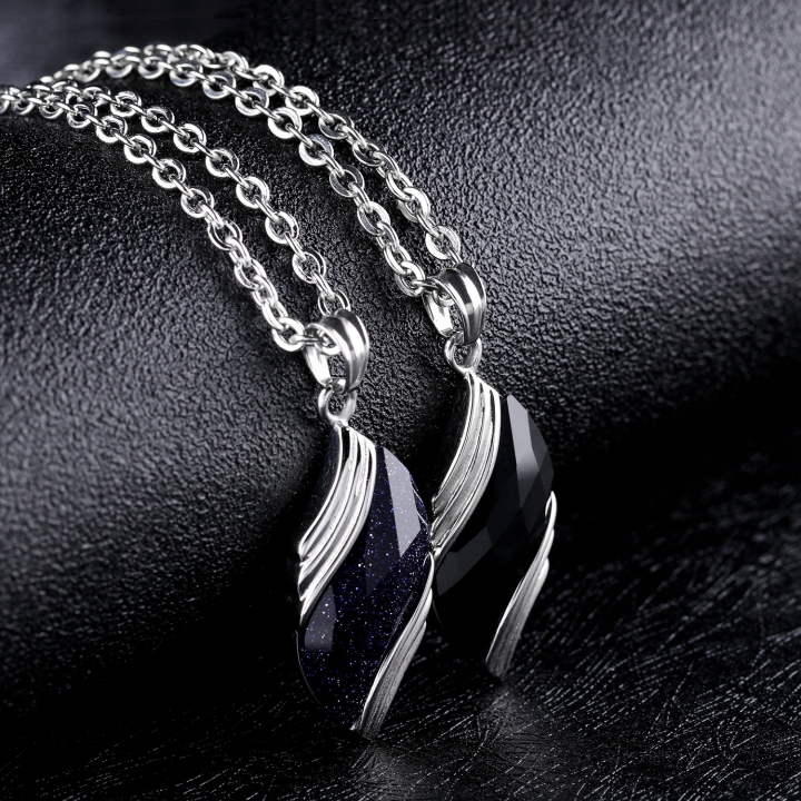 Stainless Steel Necklace Personality Blue Sand Stone Men Simple trend Pendant