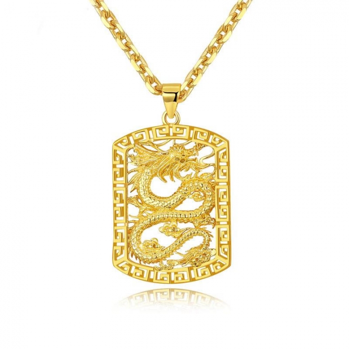 Plated 18K gold Pendant Domineering Atmospheric boss Dragon tag necklace Pendant jewelry