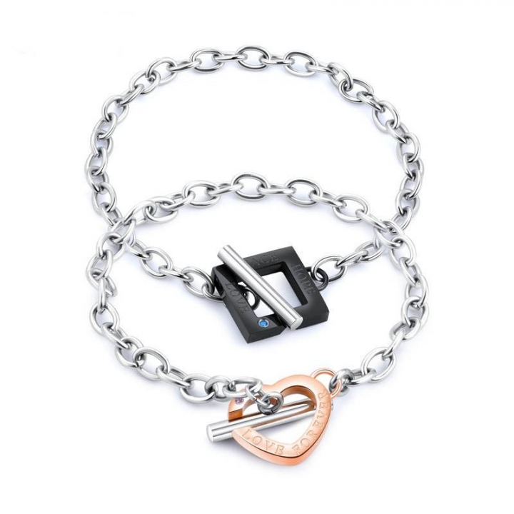 Fashion letter Diamond Titanium steel Couple classic Love O word chain wristband