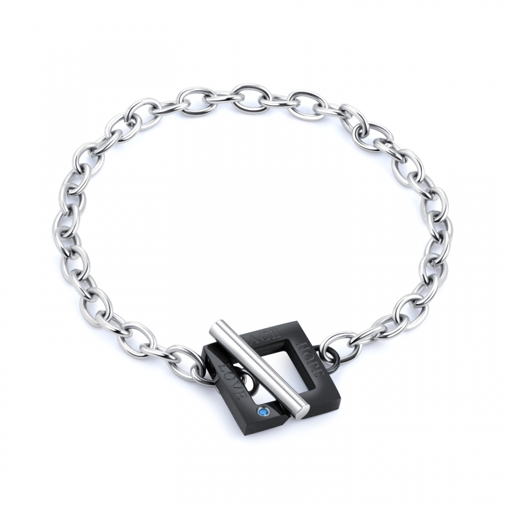 Fashion letter Diamond Titanium steel Couple classic Love O word chain wristband