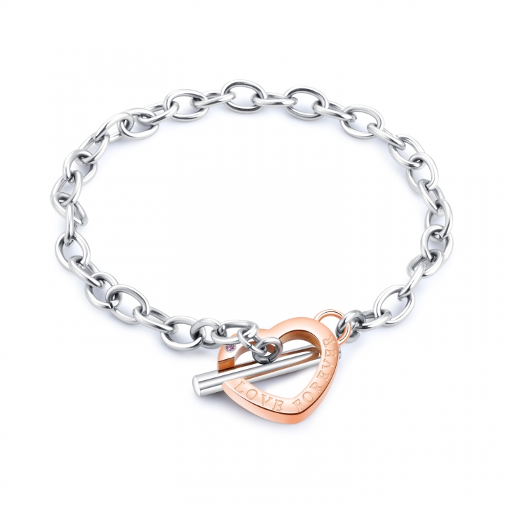Fashion letter Diamond Titanium steel Couple classic Love O word chain wristband