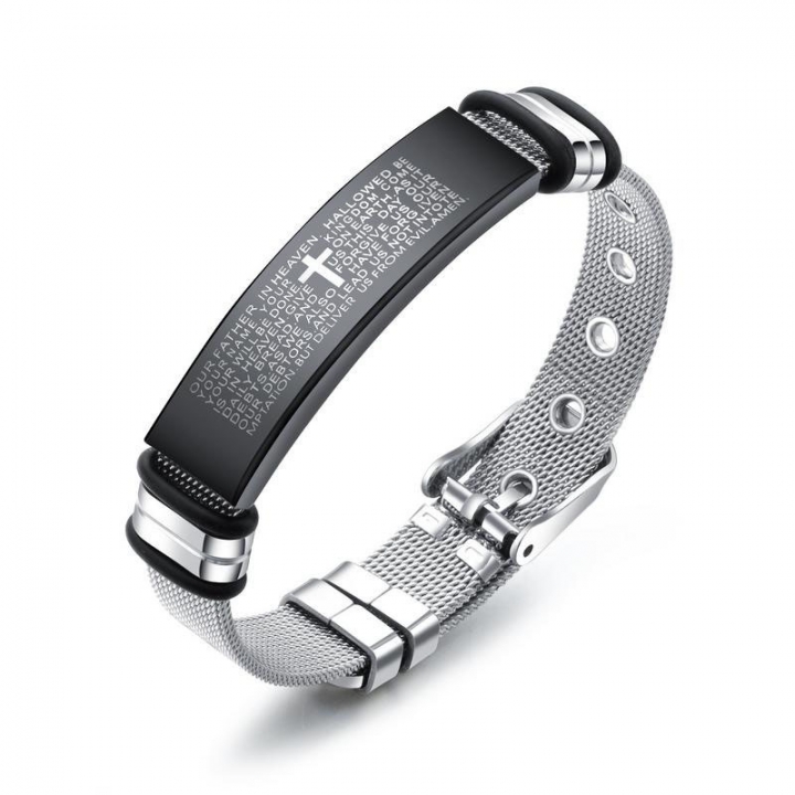 Creative Personality Mesh classic Bible cross Titanium steel Bracelet