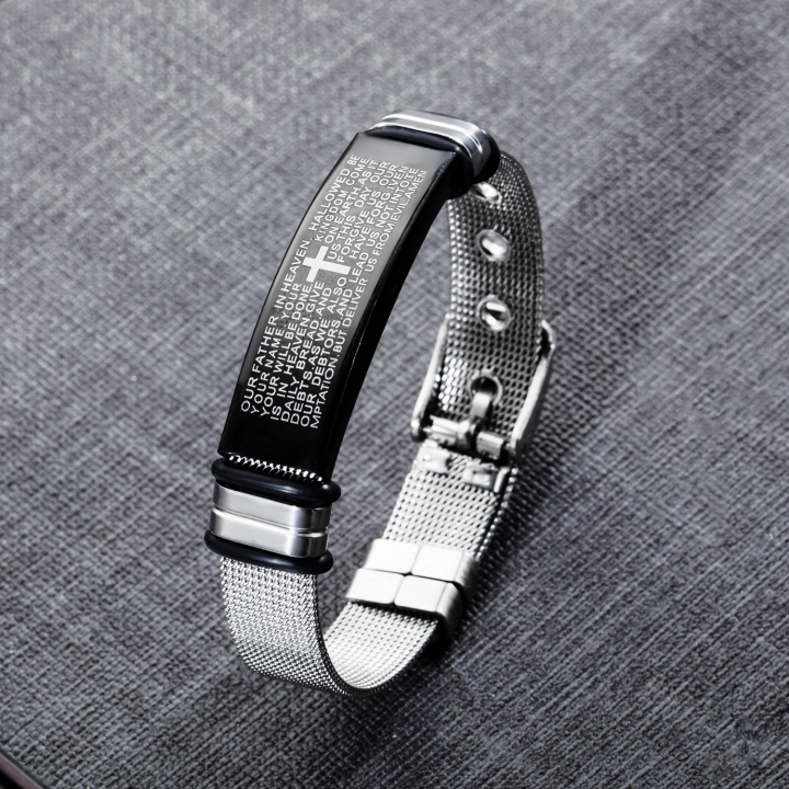 Creative Personality Mesh classic Bible cross Titanium steel Bracelet