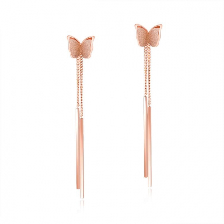 Western style Retro geometry Scrub Three-dimensional butterfly Titanium steel earring