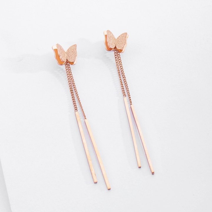 Western style Retro geometry Scrub Three-dimensional butterfly Titanium steel earring