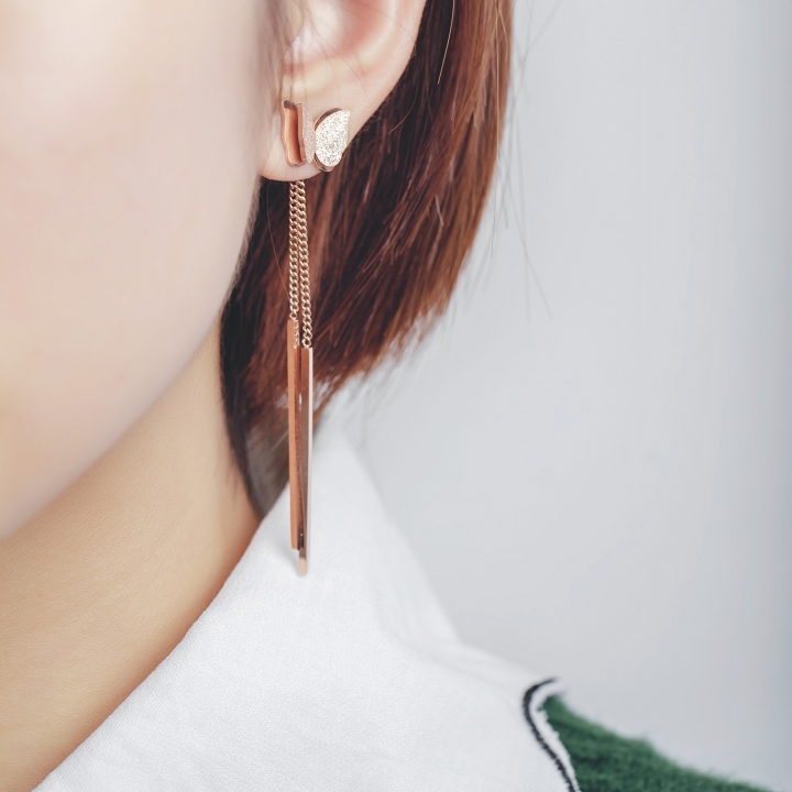 Western style Retro geometry Scrub Three-dimensional butterfly Titanium steel earring
