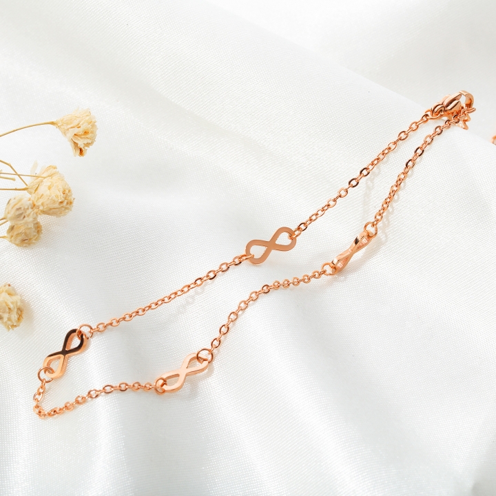 Western style popular Bracelet endless 8 words Titanium steel Rose gold Lottery Anklet