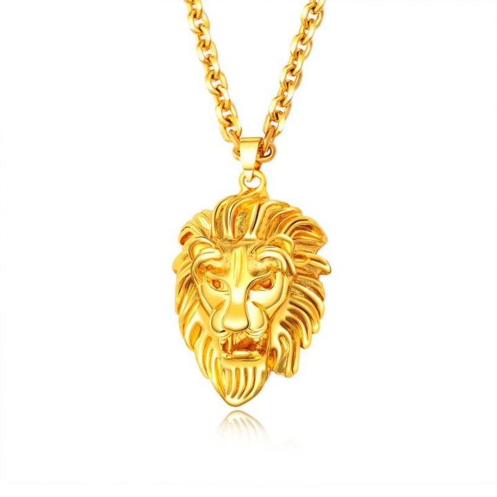 Western style trend Domineering Lion head Men Copper plated 18K gold Imitation gold Pendant