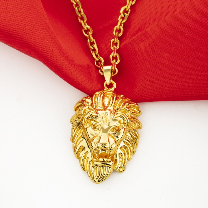 Western style trend Domineering Lion head Men Copper plated 18K gold Imitation gold Pendant