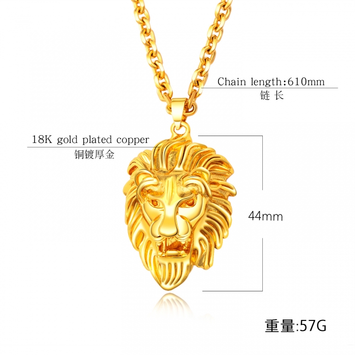 Western style trend Domineering Lion head Men Copper plated 18K gold Imitation gold Pendant
