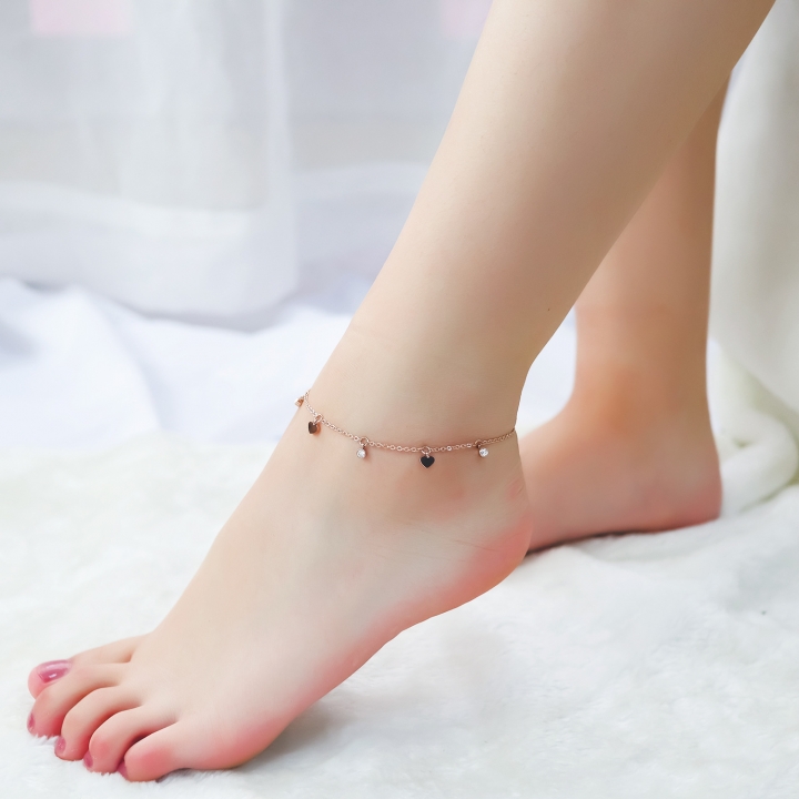 Titanium steel 18K rose gold Love Anklet Simple Girlfriend Sister chain Accessories