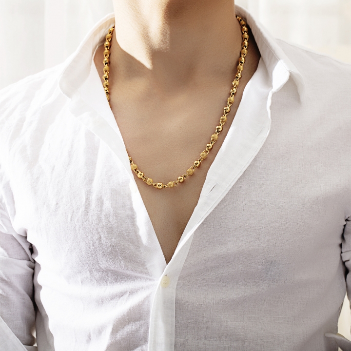 Personality Ball Beads Men necklace Imitation gold Plated 18K gold jewelry