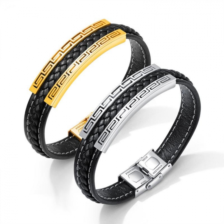 Western style Men Accessories classic Great Wall Weaving Leather bracelet
