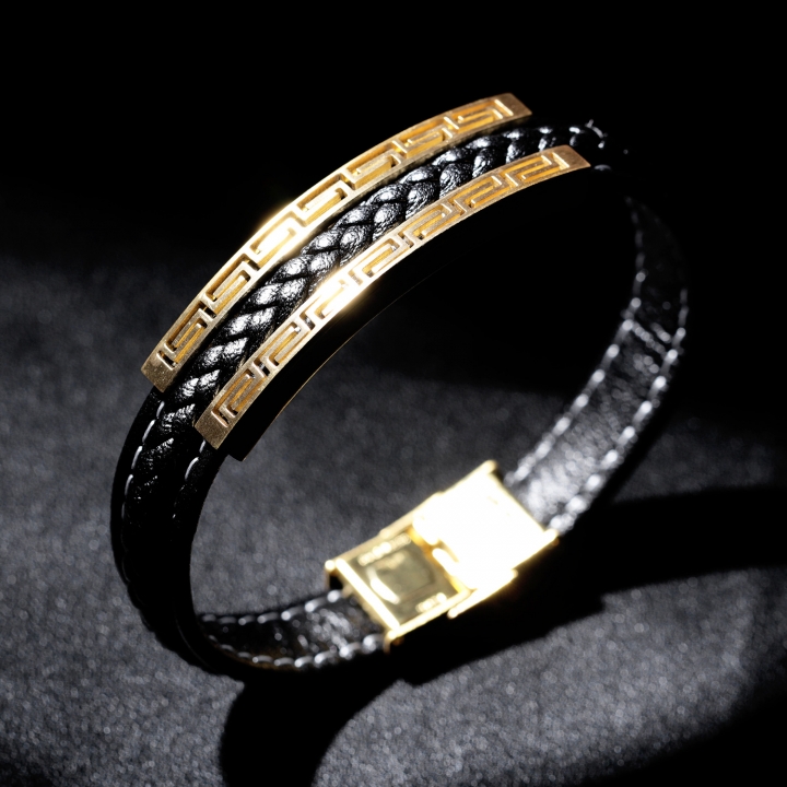 Western style Men Accessories classic Great Wall Weaving Leather bracelet