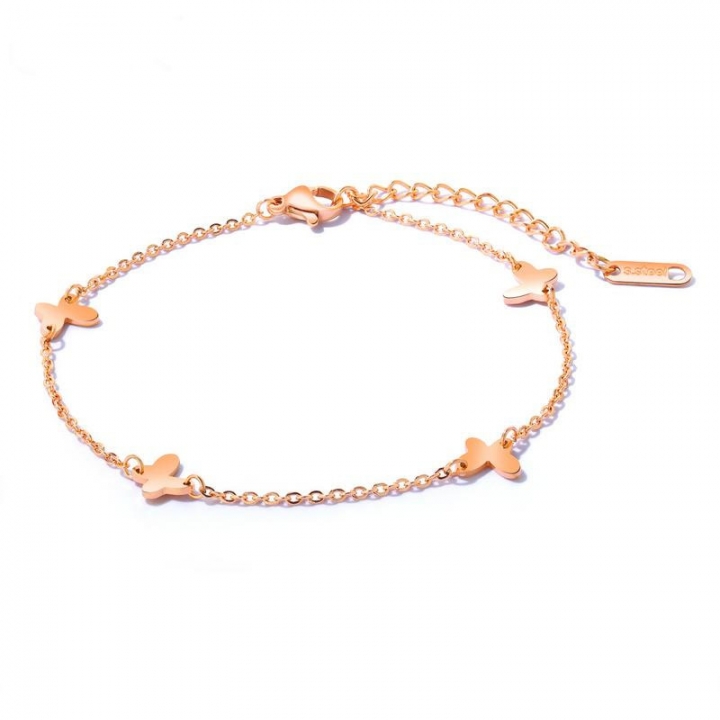 Fashion butterfly Anklet personality Plated 18K Lottery Titanium steel Foot ring Accessories