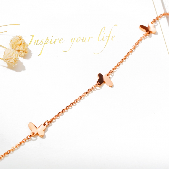 Fashion butterfly Anklet personality Plated 18K Lottery Titanium steel Foot ring Accessories