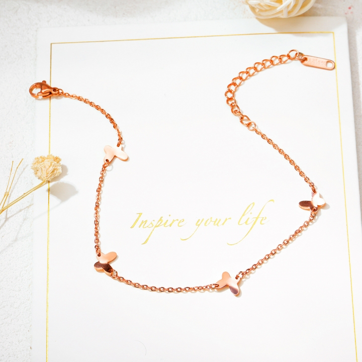 Fashion butterfly Anklet personality Plated 18K Lottery Titanium steel Foot ring Accessories
