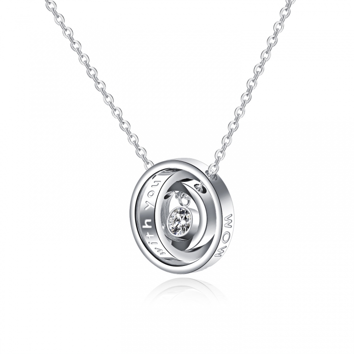 Simple personality Small Three rings Interlocking Diamond Titanium steel Couple necklace