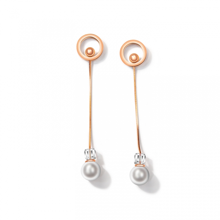 Western style Simple temperament Geometric shape Circle Titanium steel Stud earring