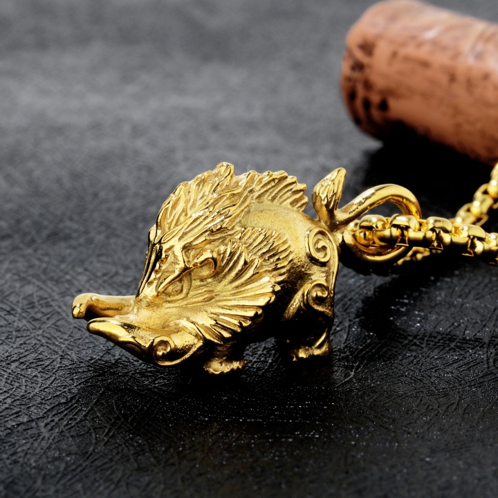 Western style Celtic Crazy Wild boar Pendant Titanium steel necklace student Accessories