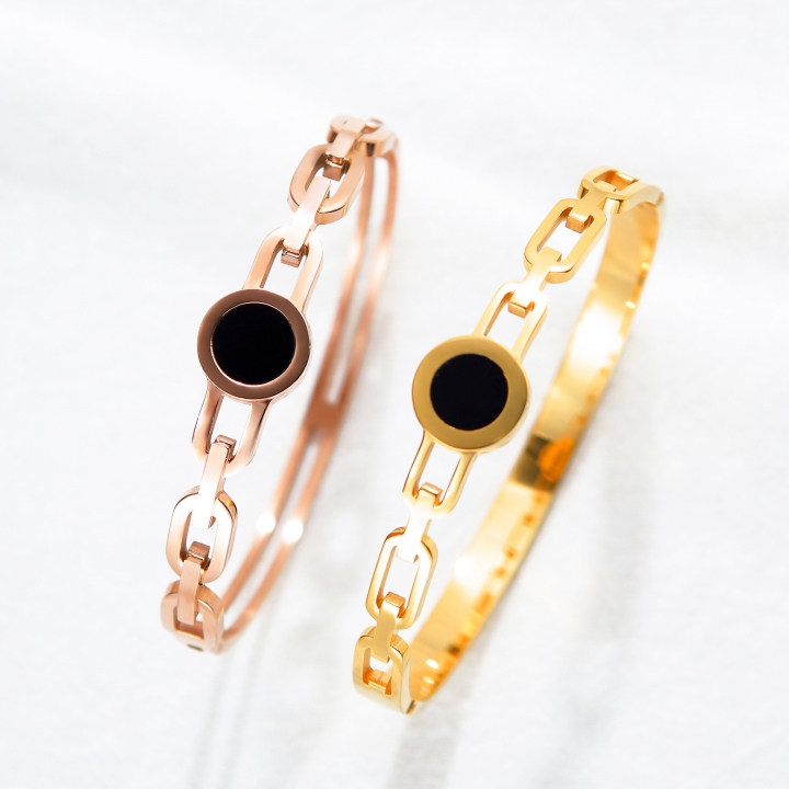 Fashion Titanium steel Rose gold Opening bracelet Simple Wild sisters Girlfriend wristband