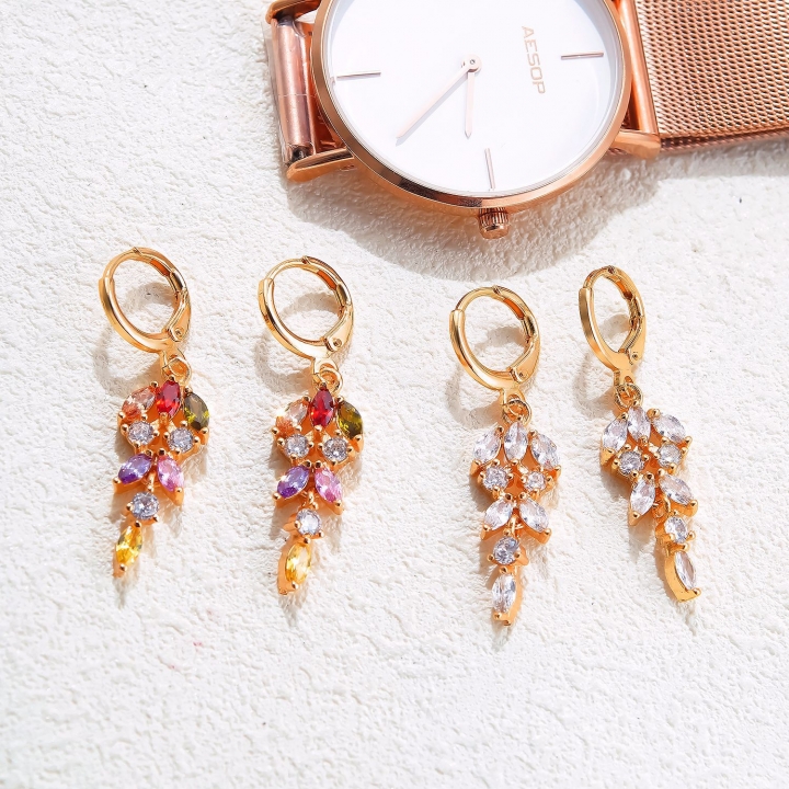 Personality bride Ms Copper plated Diamond earring Long section tassel Stud earring