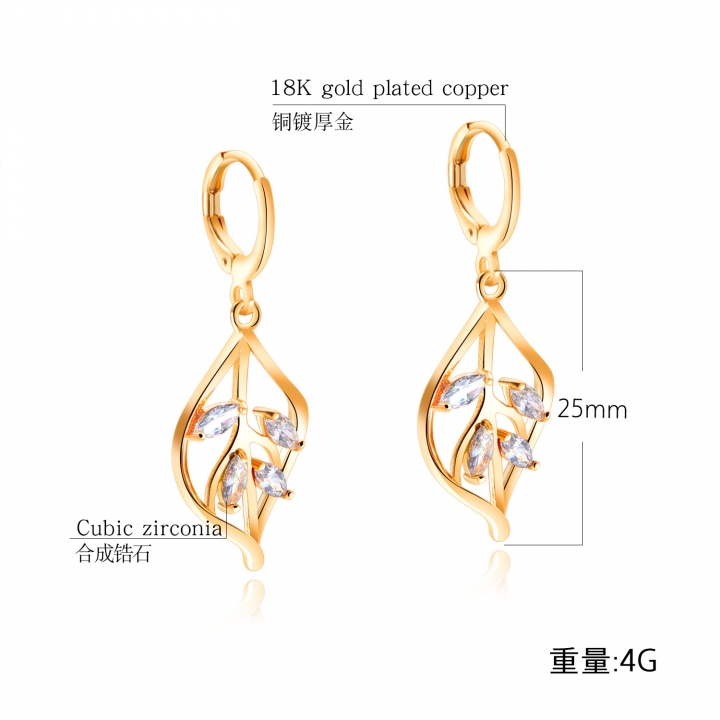 Bride jewelry Ms Copper plating Gold diamond earring Long section tassel Stud earring